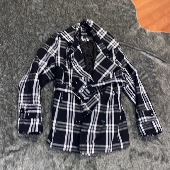 Kenneth Blake plaid  belted coat jacket Sz L - Picture 4 of 15